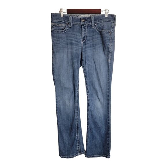 Ariat Jeans Women 31R R.E.A.L. Mid Rise Whipstitch Boot Ocean Western 10014022 - Picture 2 of 13